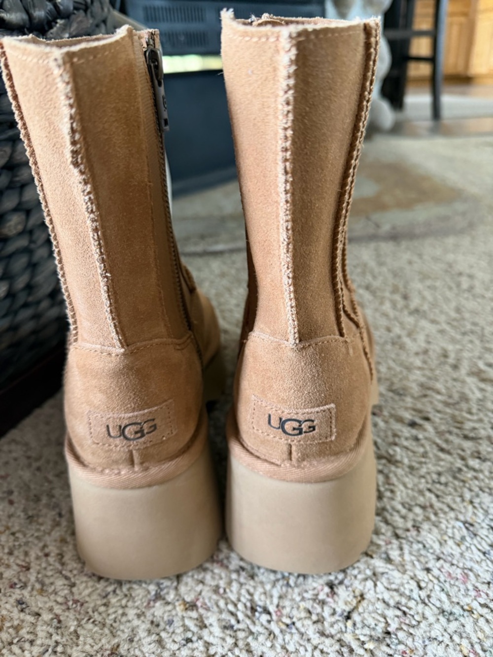 UGG Women's Chestnut Suede Mid-Calf Platform Boots - Chestnut